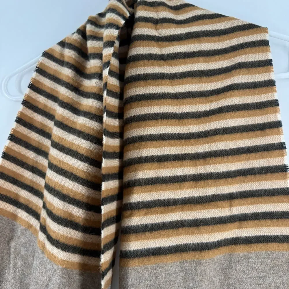 V.FRAAS CASHMINK Scarf Striped Brown Beige 53x10.5
